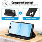 For iPhone 15 Skin Feel Pure Color Card Slots Leather Phone Case with Dual Lanyard(Black) - 3