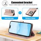 For iPhone 14 Pro Skin Feel Pure Color Card Slots Leather Phone Case with Dual Lanyard(Rose Gold) - 3