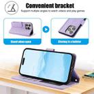 For iPhone 13 Pro Max Skin Feel Pure Color Card Slots Leather Phone Case with Dual Lanyard(Purple) - 3
