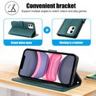 For iPhone 12 / 12 Pro Skin Feel Pure Color Card Slots Leather Phone Case with Dual Lanyard(Green) - 3