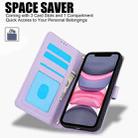 For iPhone 12 / 12 Pro Skin Feel Pure Color Card Slots Leather Phone Case with Dual Lanyard(Purple) - 2