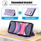 For iPhone 12 / 12 Pro Skin Feel Pure Color Card Slots Leather Phone Case with Dual Lanyard(Purple) - 3