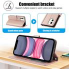 For iPhone 11 Skin Feel Pure Color Card Slots Leather Phone Case with Dual Lanyard(Rose Gold) - 3