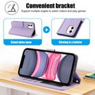 For iPhone 11 Skin Feel Pure Color Card Slots Leather Phone Case with Dual Lanyard(Purple) - 3