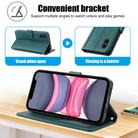 For iPhone X / XS Skin Feel Pure Color Card Slots Leather Phone Case with Dual Lanyard(Green) - 3