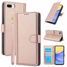 For iPhone 7 Plus / 8 Plus Skin Feel Pure Color Card Slots Leather Phone Case with Dual Lanyard(Rose Gold) - 1