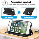 For iPhone 8 / 7 / SE 2022 / SE 2020 Skin Feel Pure Color Card Slots Leather Phone Case with Dual Lanyard(Black) - 3