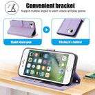 For iPhone 8 / 7 / SE 2022 / SE 2020 Skin Feel Pure Color Card Slots Leather Phone Case with Dual Lanyard(Purple) - 3