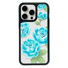 For iPhone 15 Pro Max Exclusive Design Style PC Full Coverage Pattern Phone Case(Blue Rose) - 1