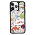 For iPhone 15 Pro Exclusive Design Style PC Full Coverage Pattern Phone Case(Luck Text) - 1