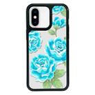 For iPhone X / XS Exclusive Design Style PC Full Coverage Pattern Phone Case(Blue Rose) - 1