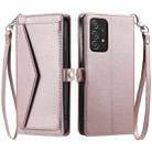 For Samsung Galaxy M23 5G / M13 4G Wallet Multi-card Slot Leather Phone Case with Lanyard(Rose Gold) - 1