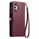 For Samsung Galaxy A32 4G Wallet Multi-card Slot Leather Phone Case with Lanyard(Wine Red) - 3