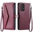 For Samsung Galaxy A33 5G Wallet Multi-card Slot Leather Phone Case with Lanyard(Wine Red) - 1
