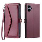 For Samsung Galaxy A06 5G / 4G Wallet Multi-card Slot Leather Phone Case with Lanyard(Wine Red) - 1