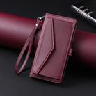 For Samsung Galaxy S22 Ultra 5G Wallet Multi-card Slot Leather Phone Case with Lanyard(Wine Red) - 2