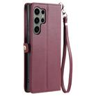 For Samsung Galaxy S22 Ultra 5G Wallet Multi-card Slot Leather Phone Case with Lanyard(Wine Red) - 3