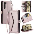 For Samsung Galaxy S23 5G Wallet Multi-card Slot Leather Phone Case with Lanyard(Rose Gold) - 1