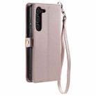 For Samsung Galaxy S23 5G Wallet Multi-card Slot Leather Phone Case with Lanyard(Rose Gold) - 3