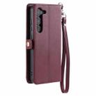 For Samsung Galaxy S23 5G Wallet Multi-card Slot Leather Phone Case with Lanyard(Wine Red) - 3