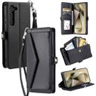 For Samsung Galaxy S23 5G Wallet Multi-card Slot Leather Phone Case with Lanyard(Black) - 1