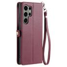 For Samsung Galaxy S23 Ultra 5G Wallet Multi-card Slot Leather Phone Case with Lanyard(Wine Red) - 3