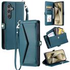 For Samsung Galaxy S24 5G Wallet Multi-card Slot Leather Phone Case with Lanyard(Green) - 1