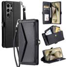 For Samsung Galaxy S24 Ultra 5G Wallet Multi-card Slot Leather Phone Case with Lanyard(Black) - 1