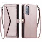 For Samsung Galaxy S20 FE 5G Wallet Multi-card Slot Leather Phone Case with Lanyard(Rose Gold) - 1