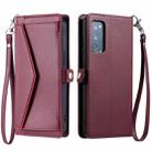 For Samsung Galaxy S20 FE 5G Wallet Multi-card Slot Leather Phone Case with Lanyard(Wine Red) - 1