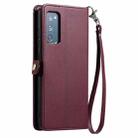 For Samsung Galaxy S20 FE 5G Wallet Multi-card Slot Leather Phone Case with Lanyard(Wine Red) - 3