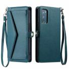 For Samsung Galaxy S20 FE 5G Wallet Multi-card Slot Leather Phone Case with Lanyard(Green) - 1