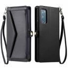 For Samsung Galaxy S20 FE 5G Wallet Multi-card Slot Leather Phone Case with Lanyard(Black) - 1