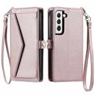 For Samsung Galaxy S21 5G Wallet Multi-card Slot Leather Phone Case with Lanyard(Rose Gold) - 1