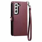 For Samsung Galaxy S22 5G Wallet Multi-card Slot Leather Phone Case with Lanyard(Wine Red) - 3