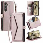 For Samsung Galaxy S23 FE 5G Wallet Multi-card Slot Leather Phone Case with Lanyard(Rose Gold) - 1