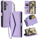 For Samsung Galaxy S23 FE 5G Wallet Multi-card Slot Leather Phone Case with Lanyard(Purple) - 1