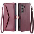 For Samsung Galaxy S25 5G Wallet Multi-card Slot Leather Phone Case with Lanyard(Wine Red) - 2