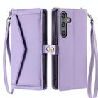 For Samsung Galaxy S25 5G Wallet Multi-card Slot Leather Phone Case with Lanyard(Purple) - 2