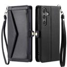 For Samsung Galaxy S25 5G Wallet Multi-card Slot Leather Phone Case with Lanyard(Black) - 2