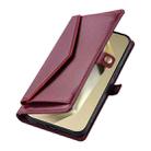 For Samsung Galaxy S25 Ultra 5G Wallet Multi-card Slot Leather Phone Case with Lanyard(Wine Red) - 3