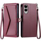 For Samsung Galaxy S25 Edge 5G Wallet Multi-card Slot Leather Phone Case with Lanyard(Wine Red) - 1