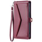 For Samsung Galaxy S25 Edge 5G Wallet Multi-card Slot Leather Phone Case with Lanyard(Wine Red) - 2