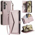 For Samsung Galaxy S25 FE 5G Wallet Multi-card Slot Leather Phone Case with Lanyard(Rose Gold) - 1