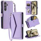 For Samsung Galaxy S25 FE 5G Wallet Multi-card Slot Leather Phone Case with Lanyard(Purple) - 1