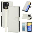 For Motorola Edge 40 Skin Feel Pure Color Card Slots Leather Phone Case with Dual Lanyard(White) - 1