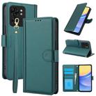 For Motorola Edge 40 Skin Feel Pure Color Card Slots Leather Phone Case with Dual Lanyard(Green) - 1