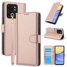 For Motorola Edge 40 Skin Feel Pure Color Card Slots Leather Phone Case with Dual Lanyard(Rose Gold) - 1