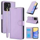 For Motorola Edge 40 Skin Feel Pure Color Card Slots Leather Phone Case with Dual Lanyard(Purple) - 1