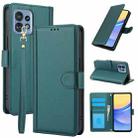 For Motorola Edge 40 Pro Skin Feel Pure Color Card Slots Leather Phone Case with Dual Lanyard(Green) - 1